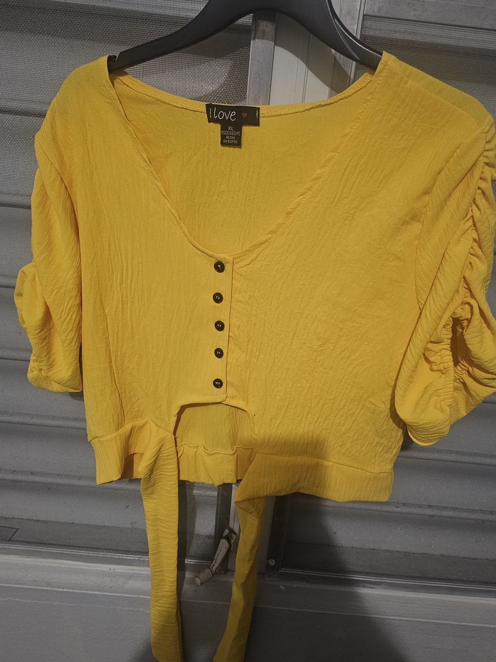 Love Bright Yellow Tie-Front Crop Blouse